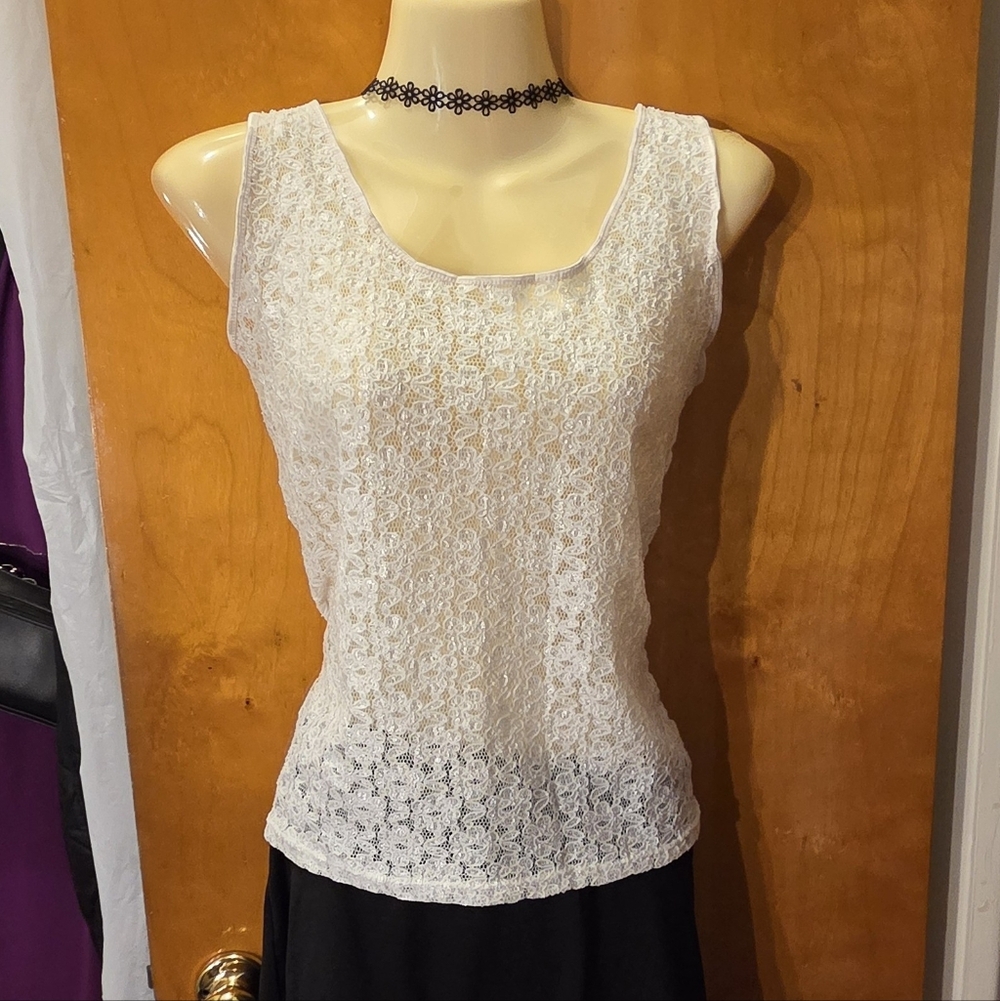 Vintage White Lace Tank Top